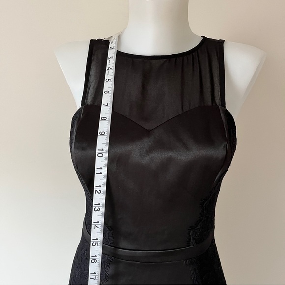 Guess Sweetheart Satin Black Cocktail Dress Eyelash Lace Overlay Evening Sz 4 - Picture 3 of 16